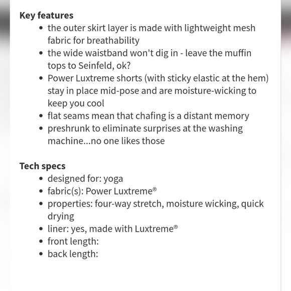 Lululemon Breath of Fire Skirt Skort Skirted Shorts Size 6 Black Milky Way - Picture 12 of 13